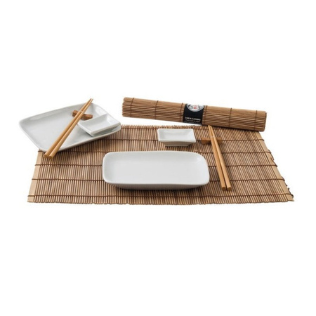 Zestaw do sushi, brąz (mata,patyczki,miseczki)