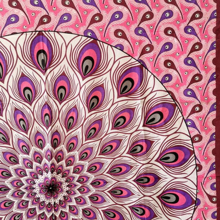 Narzuta orientalna mandala, pawie pióro (kapa, Indie, 210x 140 cm)