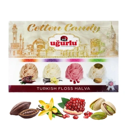 Chałwa kłębki wełny tureckie pismaniye 4 smaki Ugurlu 240g