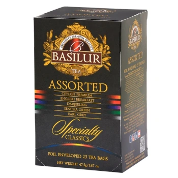 Herbata czarna i zielona, zestaw 5 smaków, Basilur 25 saszetek