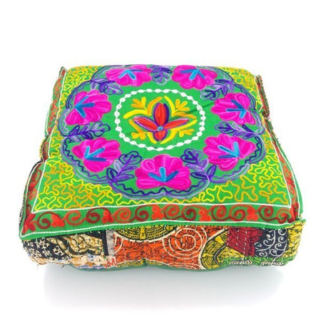 Orientalna pufa z Indii zielona (puf, medytacja, etno, patchwork)