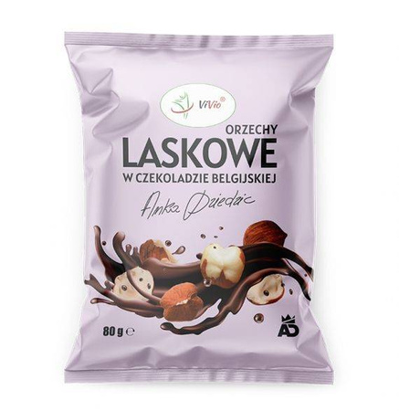 Orzechy laskowe w czekoladzie belgijskiej przekąska 80g Vivio