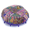 ORIENTALNA PUFA OKRĄGŁA FIOLETOWA (PUF, ETNO, Z INDII)