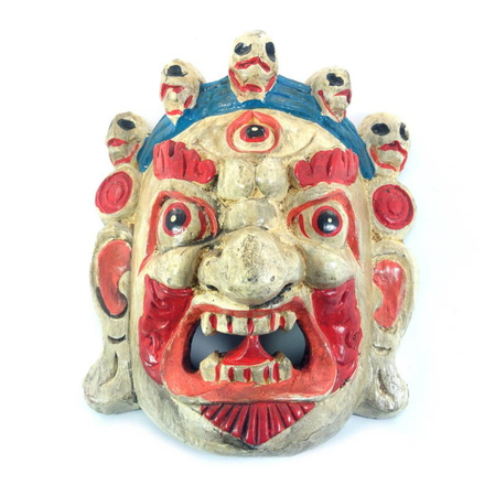 Maska Tybetańska Mahakala biała (Tybet, wys. 20cm)