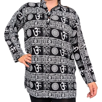 Koszula bawełniana z długim rękawem, damska i męska, czarno-biała L