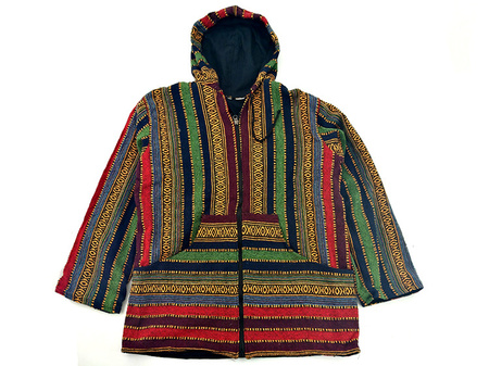 KURTKA  PARKA OVERSIZE Z AZTECKIM, INDIAŃSKIM WZOREM UNISEX BOHO HIPPIE XL