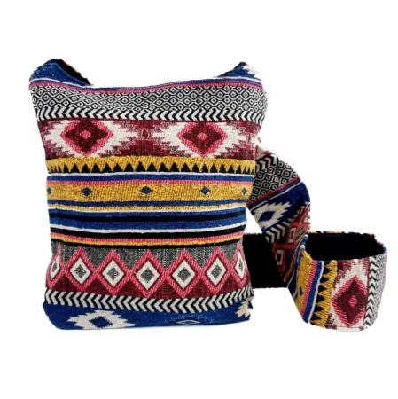 Indyjska torebka na ramię etno wzory (boho, bawełna, Indie)