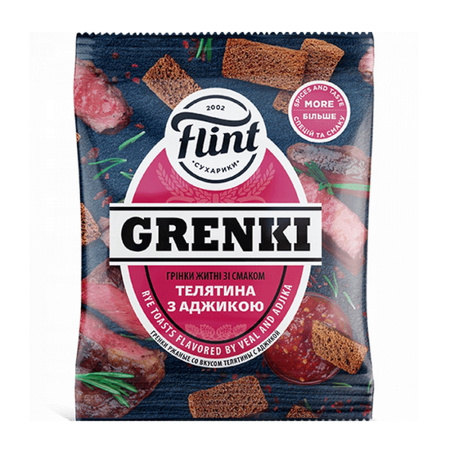Chrupki o smaku cielęciny z adżiką, Flint (GRZANKI, SUCHARKI, PRZEKĄSKA DO PIWA)