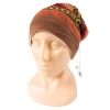 Czapka zimowa, komin w kolorze brązowym, w azteckie wzory z Peru