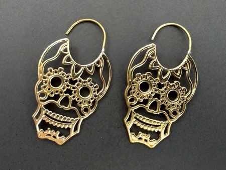 KOLCZYKI MUERTOS ZŁOTE (MOSIĄDZ, CZASZKI, SKULL)