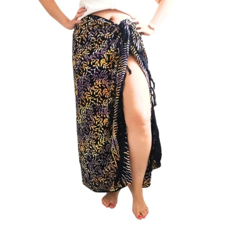 Pareo plażowe, chusta na plażę, sarong, czarno-fioletowe 110x150 cm