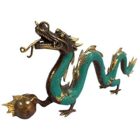 Figura smoka z kulą ognia, mosiądz, Indonezja, 45 cm 