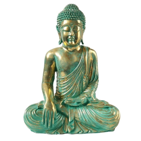 Duża figurka Buddy, turkusowo-złota, z Indonezji 50 cm