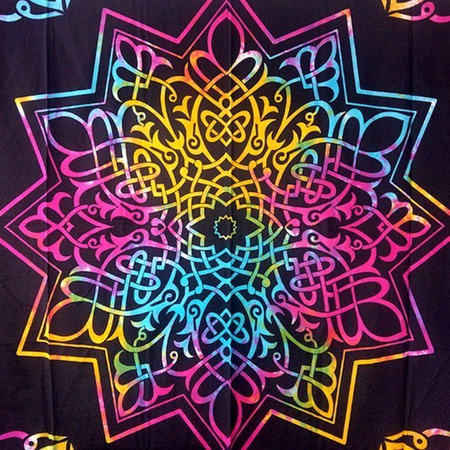NARZUTA NA ŁÓŻKO KOLOROWA (KAPA, GWIAZDA, ZASŁONA, TKANINA Z INDII, 210X240CM)