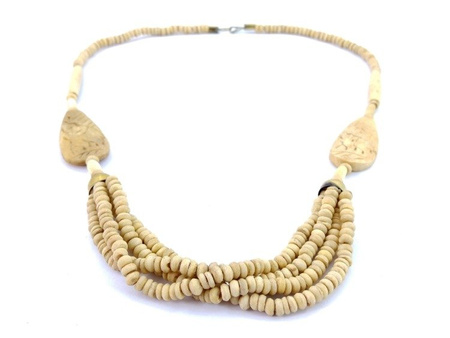 INDYJSKI NASZYJNIK Z KOŚCI (INDIE, RĘKODZIEŁO, SŁONIK, B)