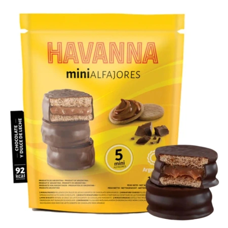 Ciastka Mini Alfajores czekoladowe, z kremem dulche de leche, Havanna 125g