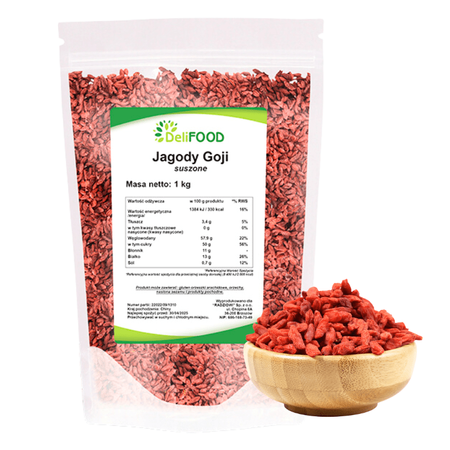 Jagody owoce goji suszone superfoods 1000g DeliFood