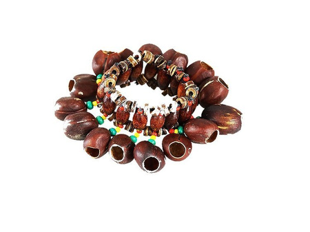 BRANSOLETKA GRZECHOTKA Z DAKTYLI  (INDONEZJA, INSTRUMENT, REKWIZYT, DZIECKO)
