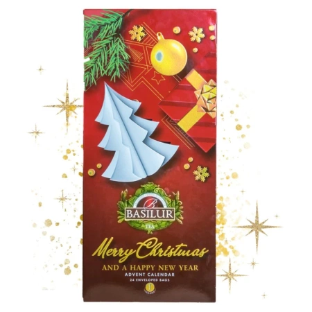 Świąteczny kalendarz adwentowy z herbatą Basilur, na prezent, 24 sasz.