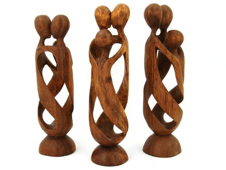 DREWNIANA RZEŹBA RODZINA (FIGURKA, RĘKODZIEŁO, INDONEZJA, WYS. 30cm, M006A)