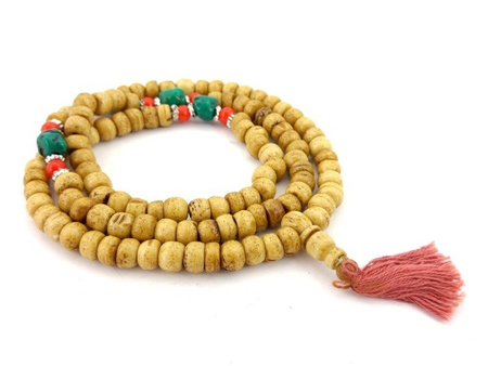 SZNUR MODLITEWNY JAPA MALA Z KOŚCI (108 KORALIKÓW Z LICZNIKAMI)
