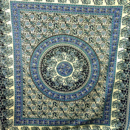 Narzuta na łóżko orientalna mandala turkus kapa batik Indie 240x210