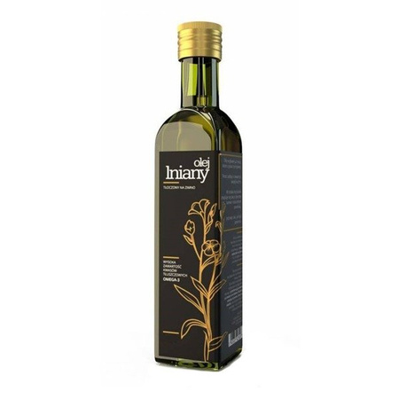 Olej lniany tłoczony na zimno, nierafinowany, 500ml, wysoka zawartość omega-3