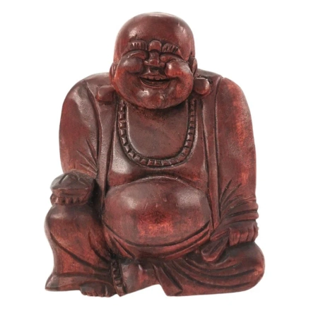 Figura szczęśliwego Buddy z drewna suar, 15 cm Indonezja