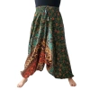 Szarawary spodnie alladynki haremki joga, zielone wzory, bawełna Indie