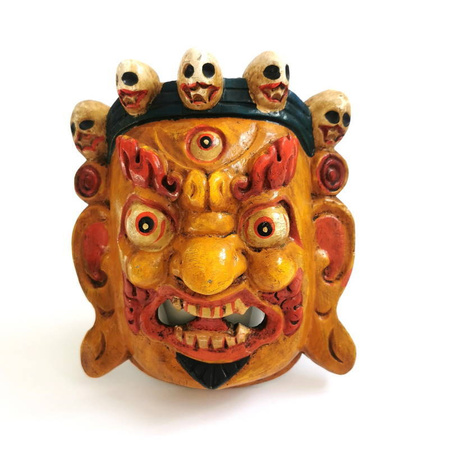 Maska Tybetańska Mahakala żółta (Tybet, wys. 20cm)