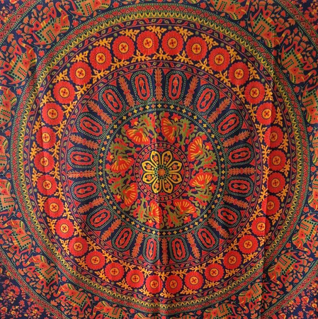Narzuta na łóżko orientalna mandala słonie Indie 240x210 cm