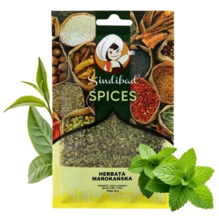 Herbata marokańska miętowa, zielona herbata liściasta, Sindibad 30g