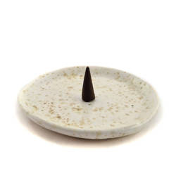 Podstawka pod kadzidło okrągła (biała nakrapiana,ceramiczna)
