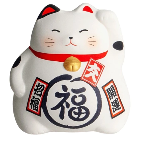 Biała skarbonka, figurka kot Maneki Neko 9 cm