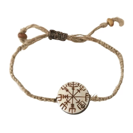 Bransoletka na sznurku z nordyckim wzorem Vegvisir (biżuteria, kompas życia)