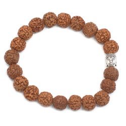 Brązowa bransoletka rudraksha Budda (buddyzm, Tybet) 