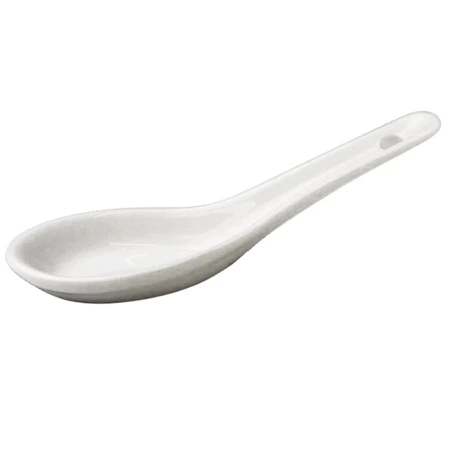 Ceramiczna łyżka do zupy ramen, udon, miso w kolorze białym, 12,5 cm