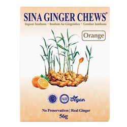 Cukierki imbirowe rozgrzewające o smaku pomarańczy (Ginger candy, 56g)