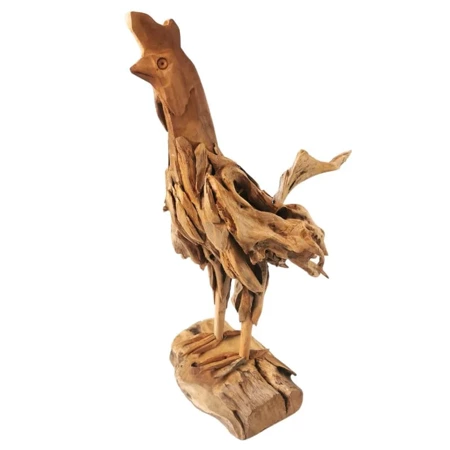 Drewniana figura kogut, rzeźba, drewno teak, tekowe 60 cm Indonezja