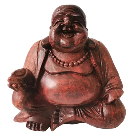 Figura Budda, drewno brąz 30cm (szczęsliwy, pekong)