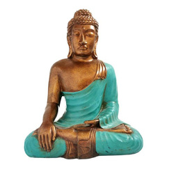 Figurka Budda zielona szata (30cm, Indie, medytacja, dekoracja)