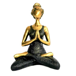 Figurka joginka czarno - złota (joga, rękodzieło, 24 cm)