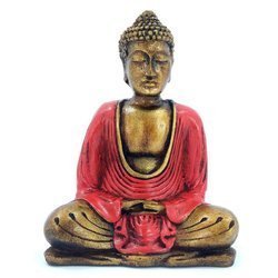 Figurka medytujący Budda, czerwona szata (Indie), 16 cm 