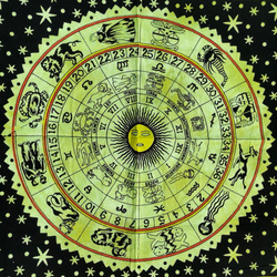 Indyjska makatka (tkanina, obrus ,czarna zielona, zodiak 115x75cm)