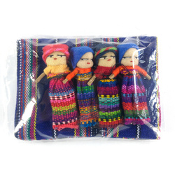Laleczki worry dolls, zestaw 4szt (granatowy, Gwatemala, 6cm)