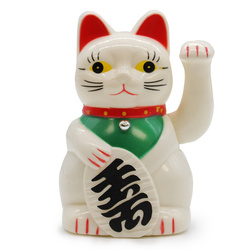 Maneki Neko japoński kot przynoszący szczęście i bogactwo, (biały)