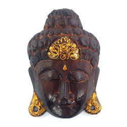 Maska Budda brązowo- złota (Indonezja drewniana, 20cm)