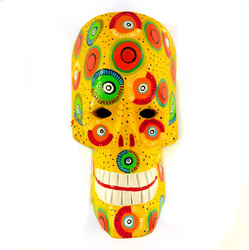 Maska czaszka żółta (Majowie, rękodzieło, Gwatemala)