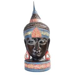 Maska drewniana Budda, figurka rękodzieło kolorowa 60 cm Indonezja
