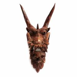 Maska głowa smoka (drewniana rzeźba, 30cm, rękodzieło)